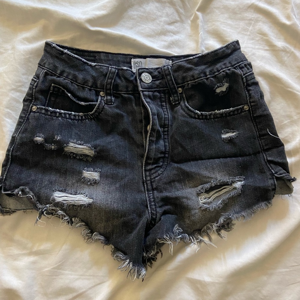 Black jean shorts
